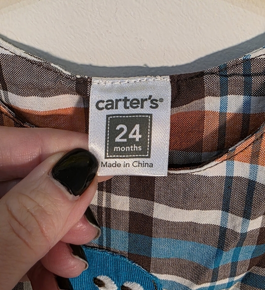 Carter's baby playwear cotton plaid romper octopus size 24M - Picture 7 of 8